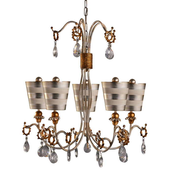 Lucas + McKearn CH1038-S Five Light Chandelier, Cream Patina W/Silver/Gold