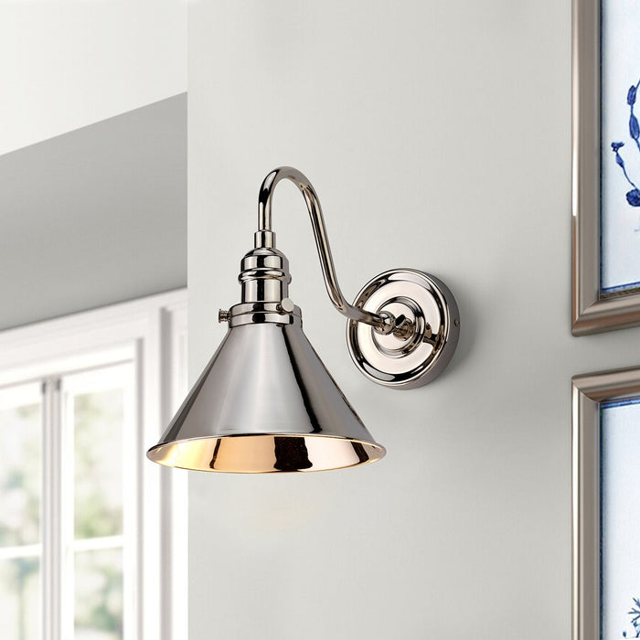 Lucas + McKearn EL/PV1 PN One Light Wall Sconce, Polished Nickel