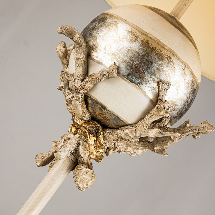 Lucas + McKearn FL1183 Two Light Floor Lamp, Putty/Stem W/Silver Leaf Orb