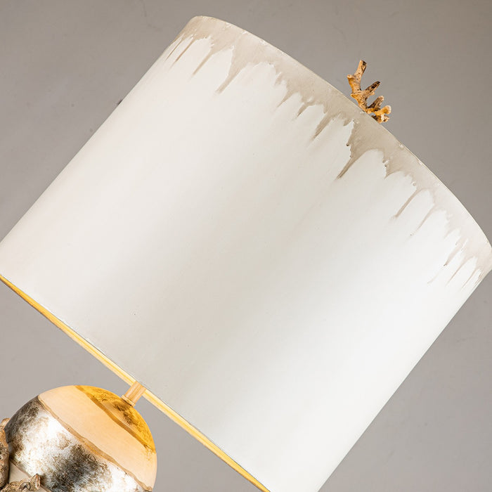 Lucas + McKearn FL1183 Two Light Floor Lamp, Putty/Stem W/Silver Leaf Orb