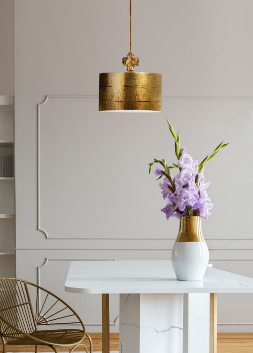 Lucas + McKearn PD1053 One Light Pendant, Gold Leaf and Glaze