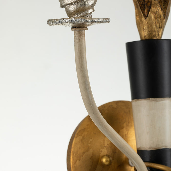 Lucas + McKearn SC1027-2 Two Light Wall Sconce, Black/Cream W/Gold Leaf