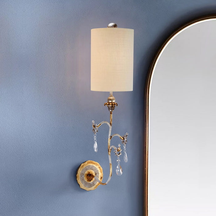 Lucas + McKearn SC1038-G One Light Wall Sconce, Cream Patina W/Gold