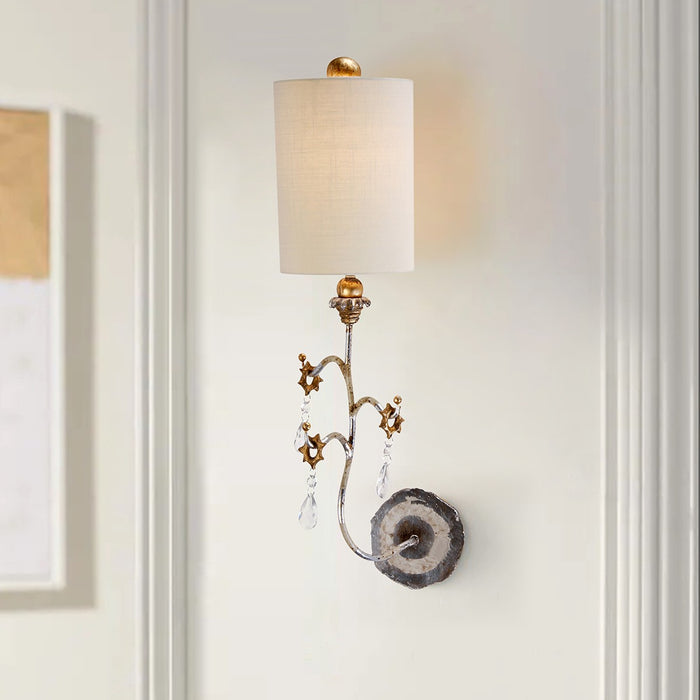 Lucas + McKearn SC1038-S One Light Wall Sconce, Cream Patina W/Silver/Gold