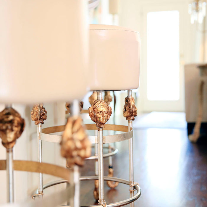 Lucas + McKearn SI1050-1 Bar Stool, Chrome/Gold