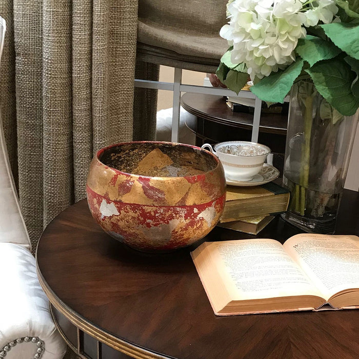 Lucas + McKearn SI-B1212 Bowl, Red, Gold,/Silver Leaf