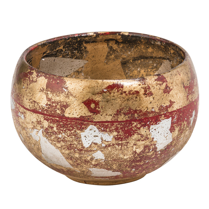 Lucas + McKearn SI-B1212 Bowl, Red, Gold,/Silver Leaf
