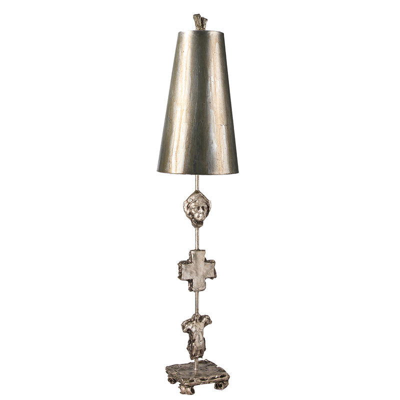 Lucas + McKearn TA1014 One Light Buffet Lamp, Silver Leaf/Umber Glaze