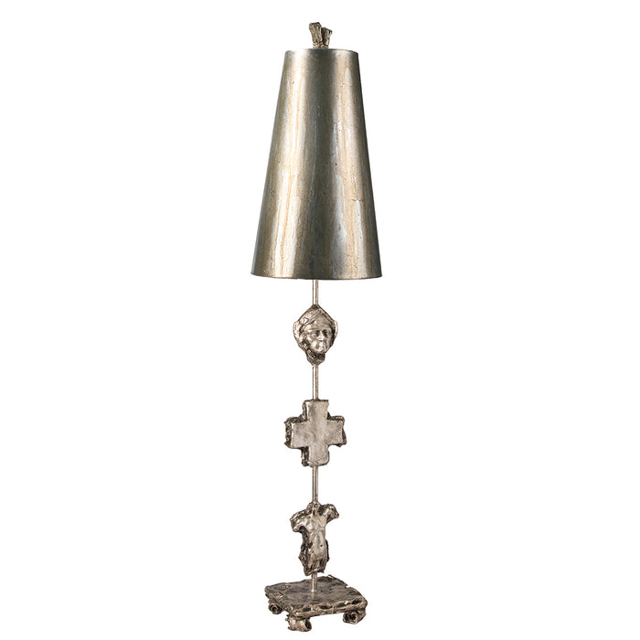 Lucas + McKearn TA1014 One Light Buffet Lamp, Silver Leaf/Umber Glaze