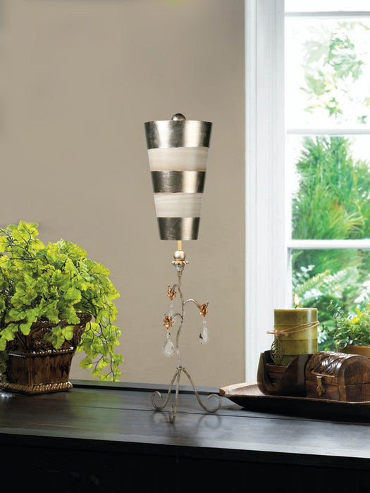 Lucas + McKearn TA1039 One Light Table Lamp, Cream/Silver Parchment Tapered Shade
