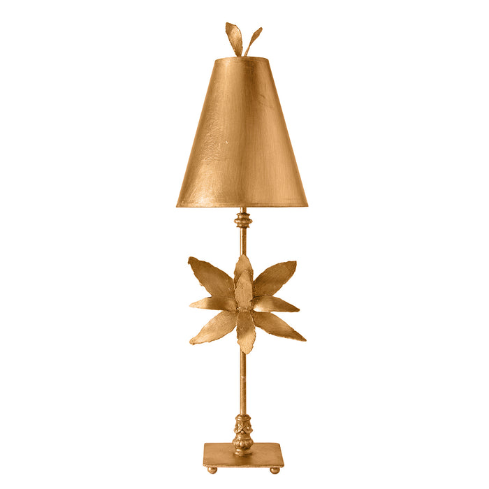 Lucas + McKearn TA1181 One Light Buffet Lamp, Gold Leaf/Base W/Blossom
