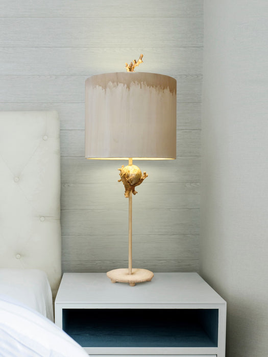 Lucas + McKearn TA1239 One Light Table Lamp, Putty/Stem W/Silver Leaf Orb