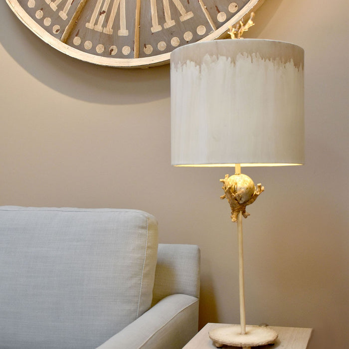 Lucas + McKearn TA1239 One Light Table Lamp, Putty/Stem W/Silver Leaf Orb