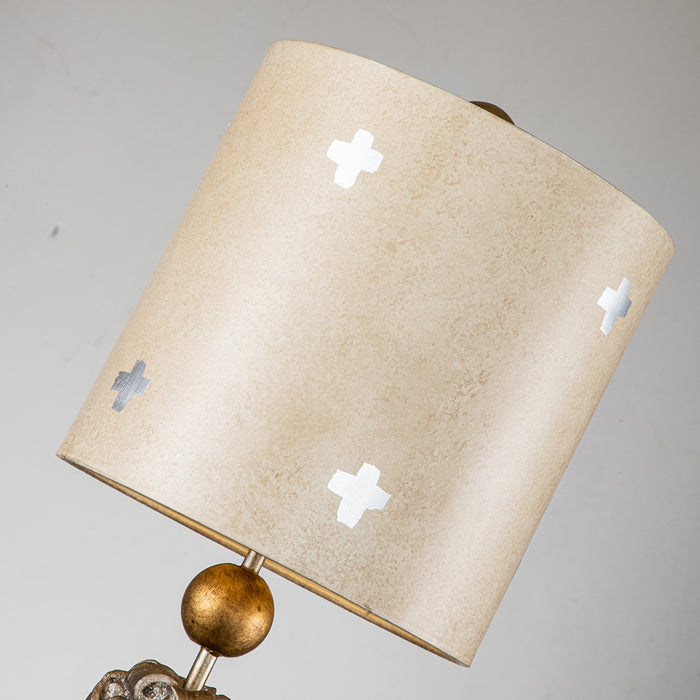 Lucas + McKearn TA1258 One Light Table Lamp, Gold/Silver Leaf/Base W/Pompadour Inspired