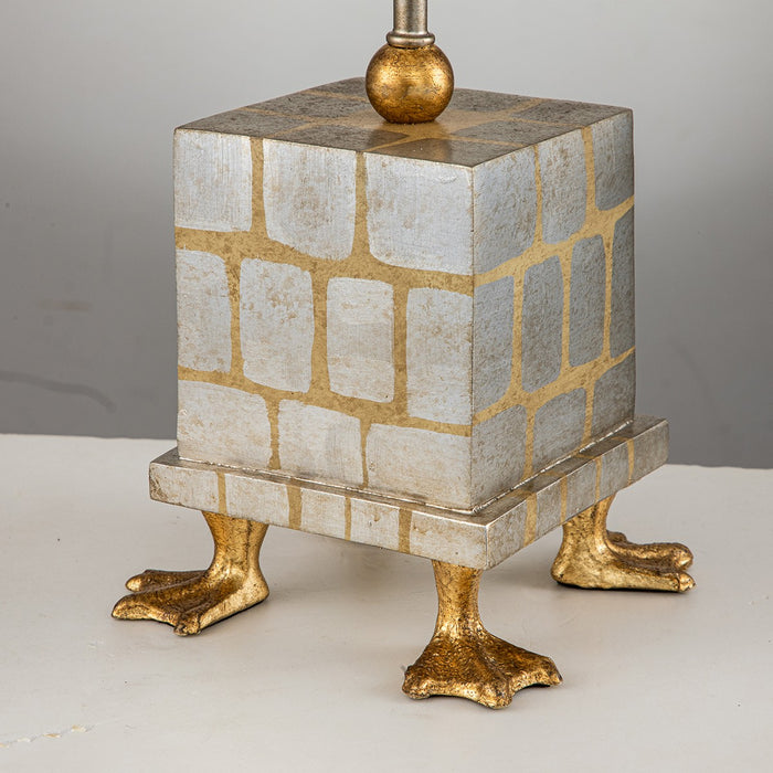 Lucas + McKearn TA1258 One Light Table Lamp, Gold/Silver Leaf/Base W/Pompadour Inspired