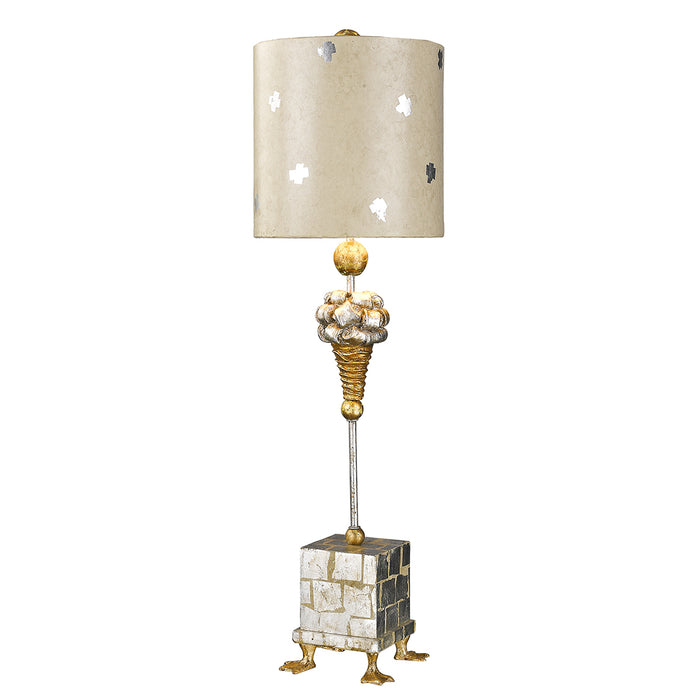 Lucas + McKearn TA1258 One Light Table Lamp, Gold/Silver Leaf/Base W/Pompadour Inspired