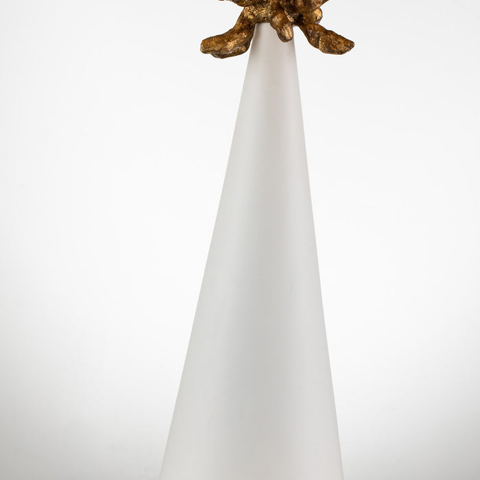 Lucas + McKearn TA1260 One Light Table Lamp, French White Cone W/Gold Leafed Anemone