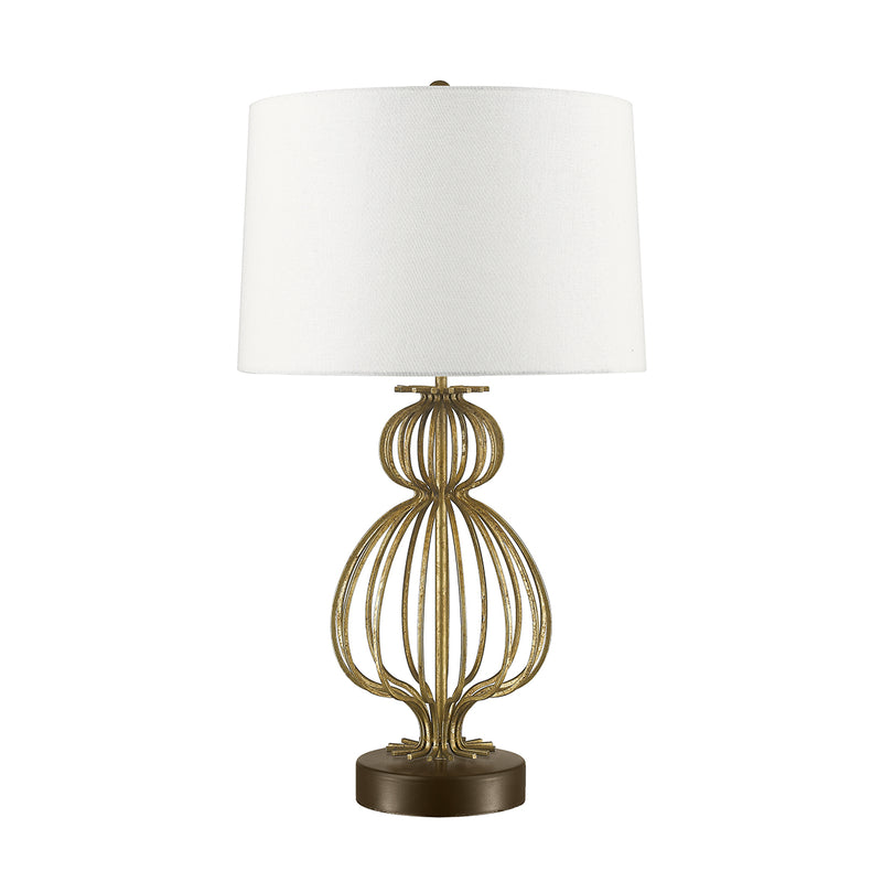 Lucas + McKearn TLM-1007 One Light Table Lamp, Glazed Gilt Steel Body, Steel Aged Gold