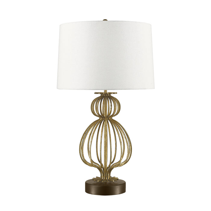 Lucas + McKearn TLM-1007 One Light Table Lamp, Glazed Gilt Steel Body, Steel Aged Gold