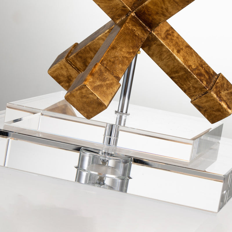 Lucas + McKearn TLW-1008 One Light Table Lamp, Distressed Gold Body, Chrome, Crystal