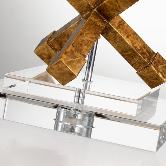Lucas + McKearn TLW-1008 One Light Table Lamp, Distressed Gold Body, Chrome, Crystal