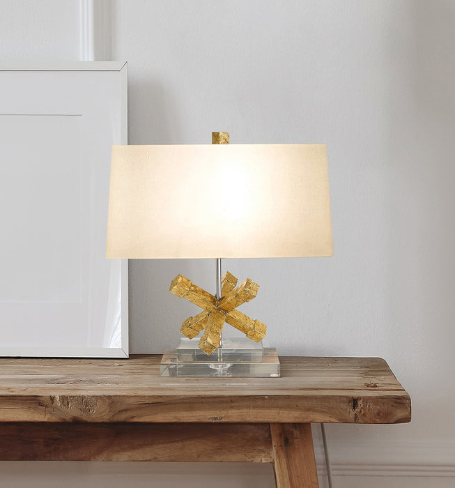 Lucas + McKearn TLW-1008 One Light Table Lamp, Distressed Gold Body, Chrome, Crystal