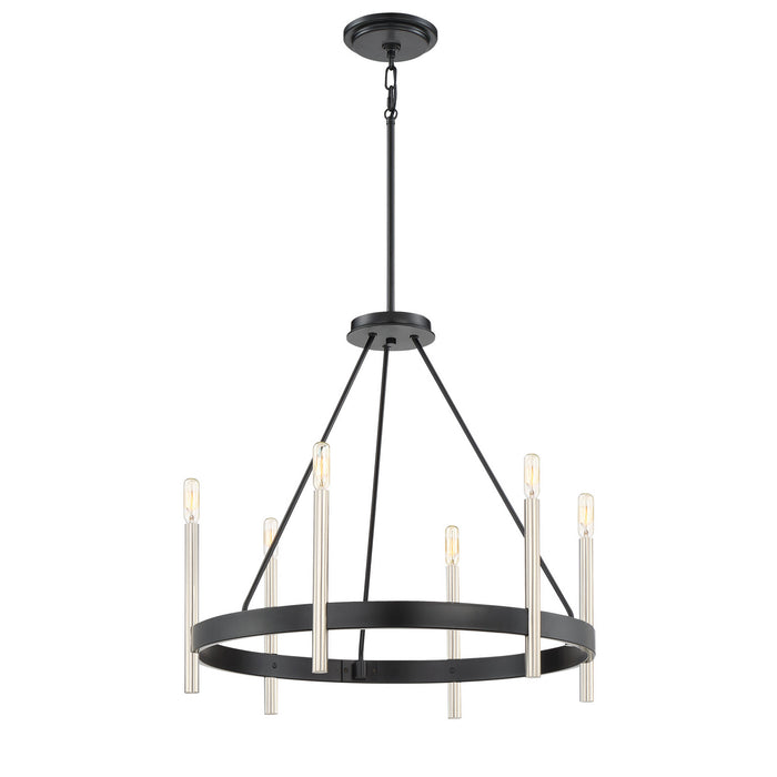 Quoizel ATH5006K Six Light Chandelier, Mystic Black