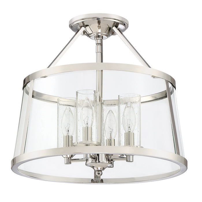 Quoizel BAW1716PK Four Light Semi-Flush Mount, Polished Nickel