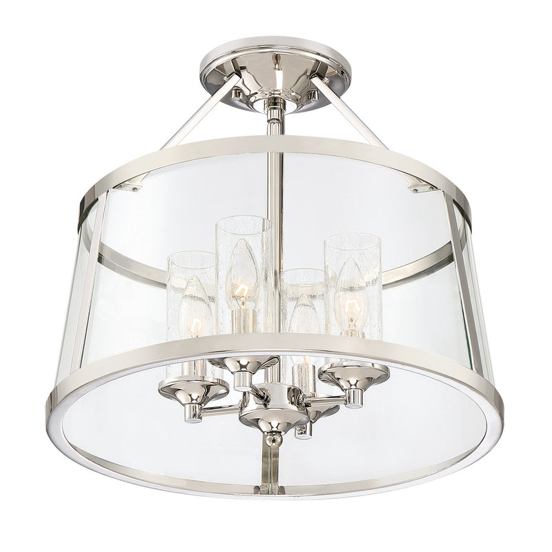 Quoizel BAW1716PK Four Light Semi-Flush Mount, Polished Nickel