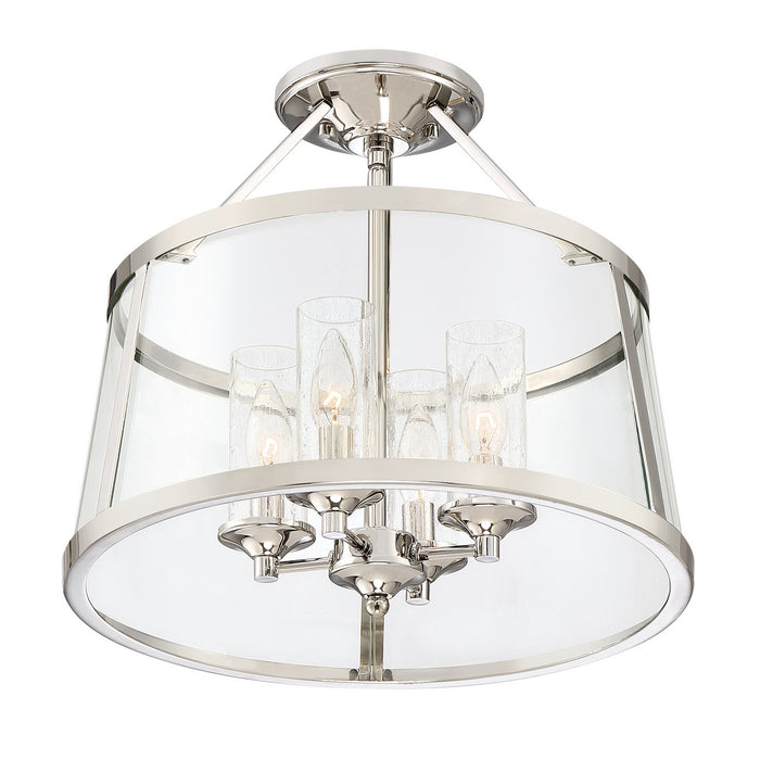 Quoizel BAW1716PK Four Light Semi-Flush Mount, Polished Nickel