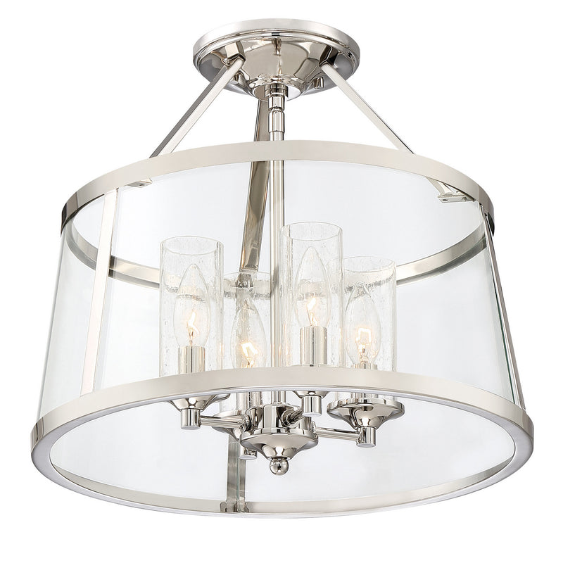 Quoizel BAW1716PK Four Light Semi-Flush Mount, Polished Nickel