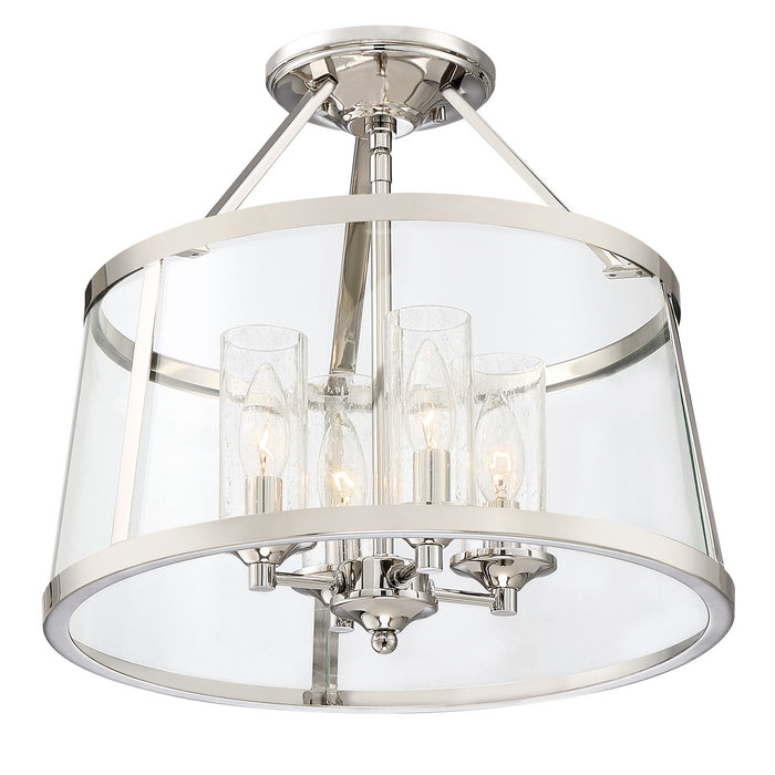 Quoizel BAW1716PK Four Light Semi-Flush Mount, Polished Nickel