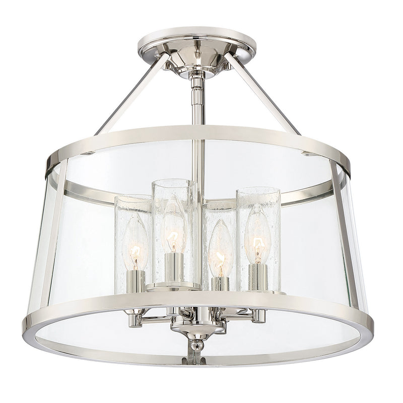 Quoizel BAW1716PK Four Light Semi-Flush Mount, Polished Nickel
