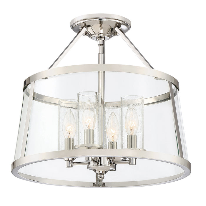 Quoizel BAW1716PK Four Light Semi-Flush Mount, Polished Nickel