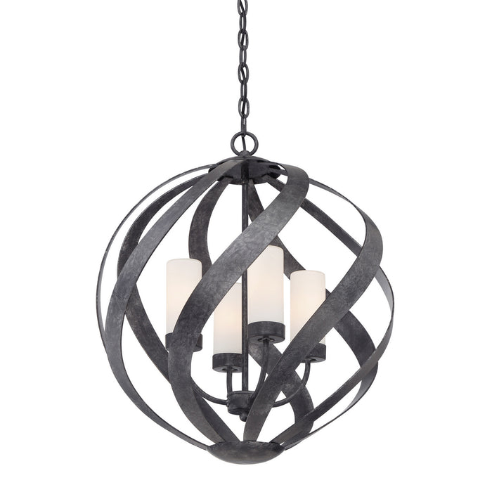 Quoizel BMS2820OK Four Light Pendant, Old Black Finish