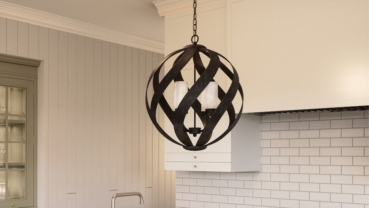 Quoizel BMS2820OK Four Light Pendant, Old Black Finish