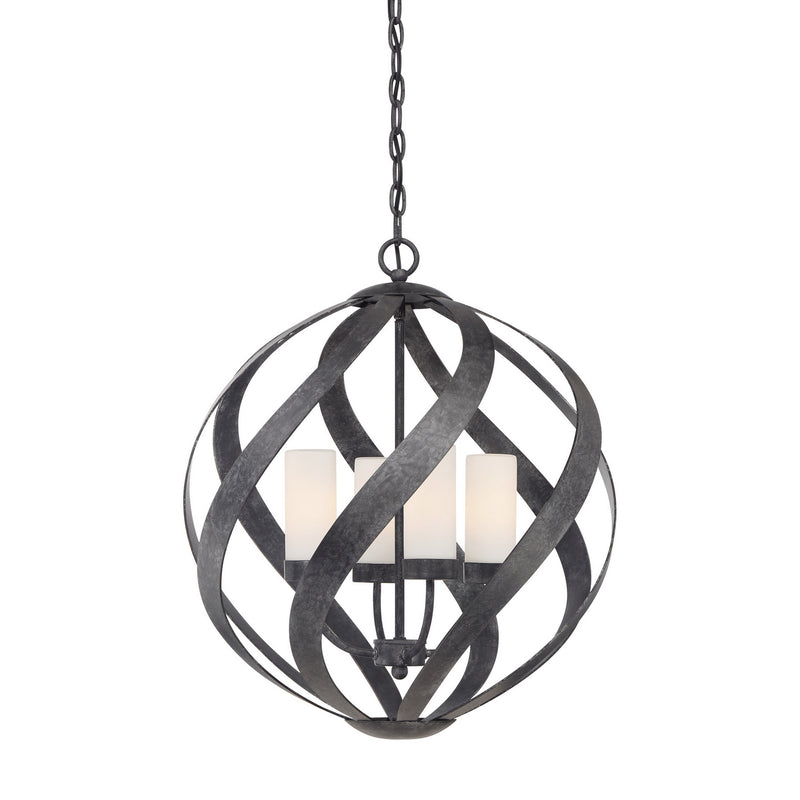 Quoizel BMS2820OK Four Light Pendant, Old Black Finish