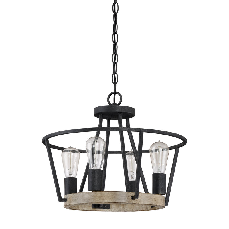 Quoizel BRT1717GK Four Light Semi-Flush Mount, Grey Ash