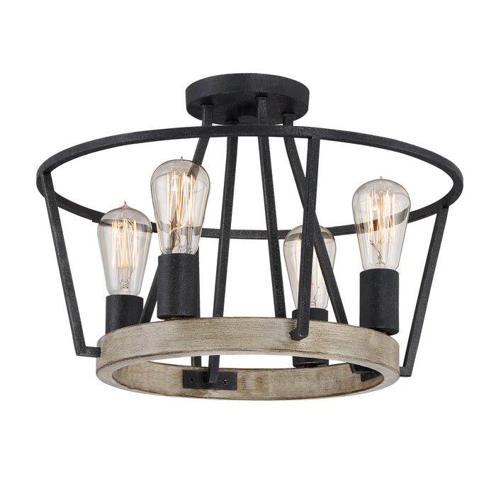 Quoizel BRT1717GK Four Light Semi-Flush Mount, Grey Ash