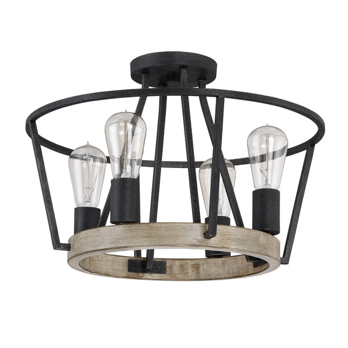 Quoizel BRT1717GK Four Light Semi-Flush Mount, Grey Ash