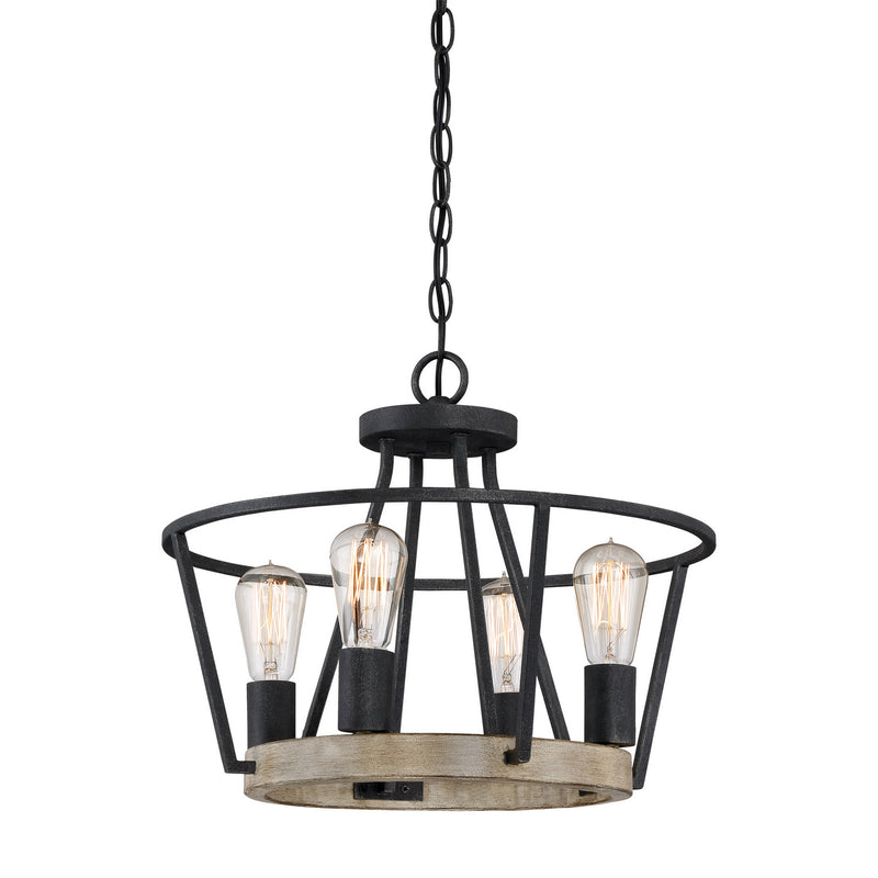 Quoizel BRT1717GK Four Light Semi-Flush Mount, Grey Ash
