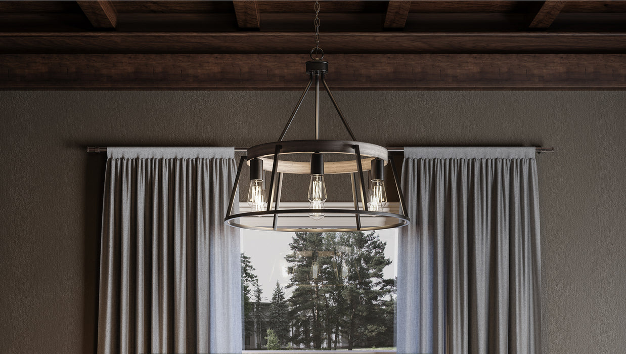 Quoizel BRT5006GK Six Light Chandelier, Grey Ash