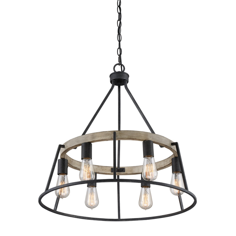Quoizel BRT5006GK Six Light Chandelier, Grey Ash