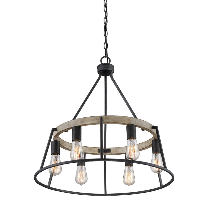 Quoizel BRT5006GK Six Light Chandelier, Grey Ash