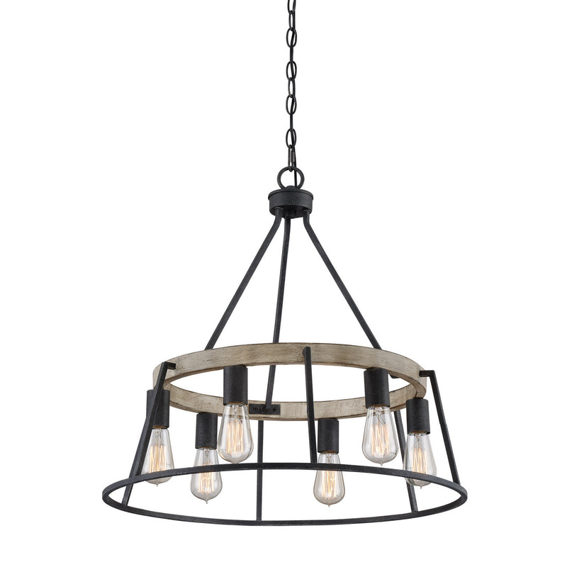 Quoizel BRT5006GK Six Light Chandelier, Grey Ash