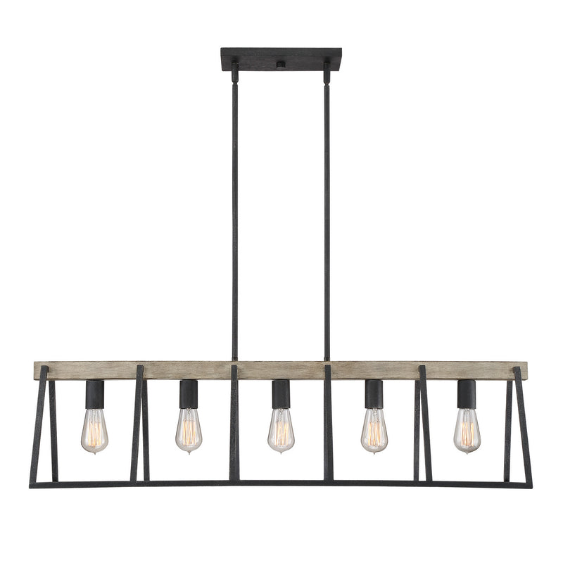 Quoizel BRT542GK Five Light Island Chandelier, Grey Ash