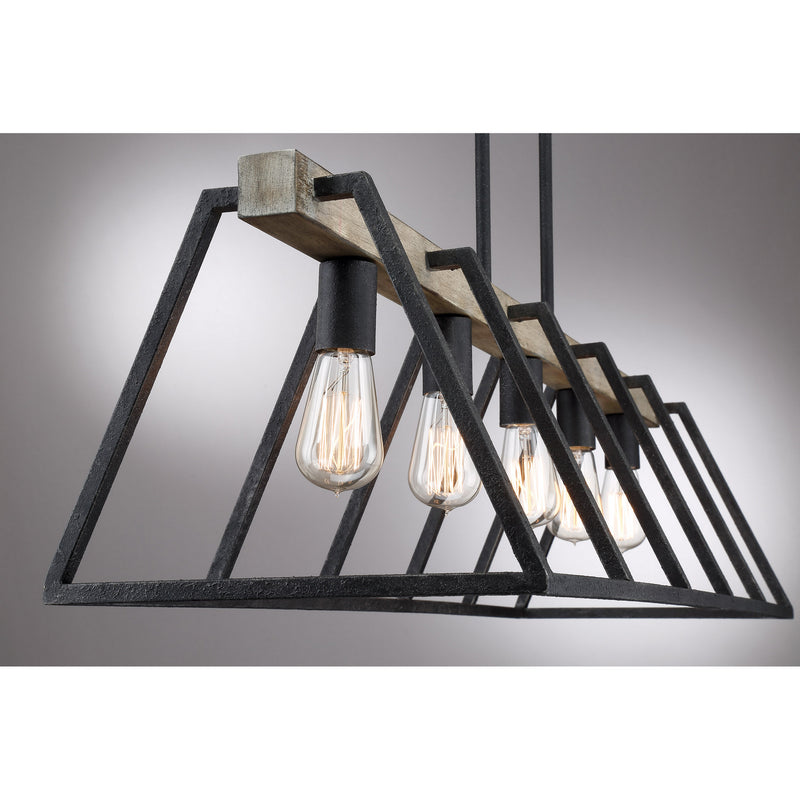Quoizel BRT542GK Five Light Island Chandelier, Grey Ash