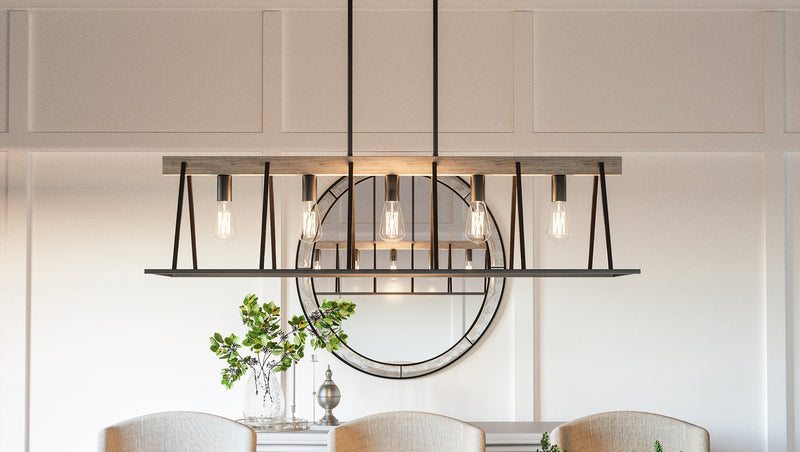 Quoizel BRT542GK Five Light Island Chandelier, Grey Ash