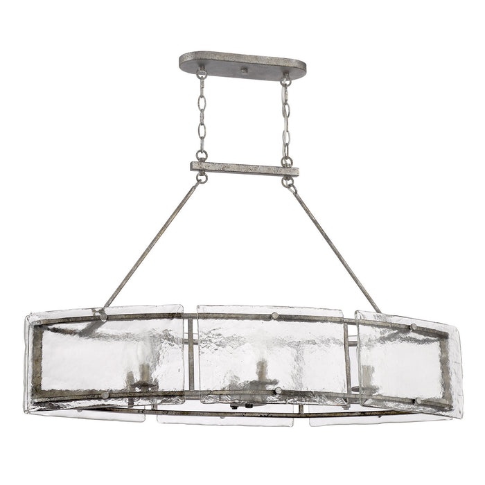 Quoizel FTS638MM Six Light Island Chandelier, Mottled Silver