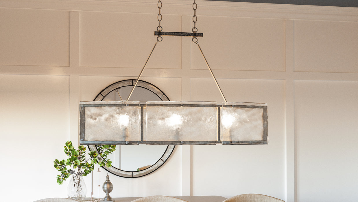 Quoizel FTS638MM Six Light Island Chandelier, Mottled Silver